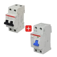 Interruptor diferencial 2x25A 30mA 230V AC + Interruptor termomagnético 2x16A 10/6kA 230/400V tipo C DIN