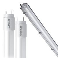 Kit luminaria hermética de policarbonato para 2 tubos LED IP65 + 2 tubos LED TL-18W/760 T8 EQ.36W vidrio