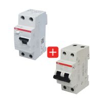 Interruptor diferencial 2x40A 30mA 230V AC + Interruptor termomagnético 2x32A 10/6kA 230/400V tipo C DIN