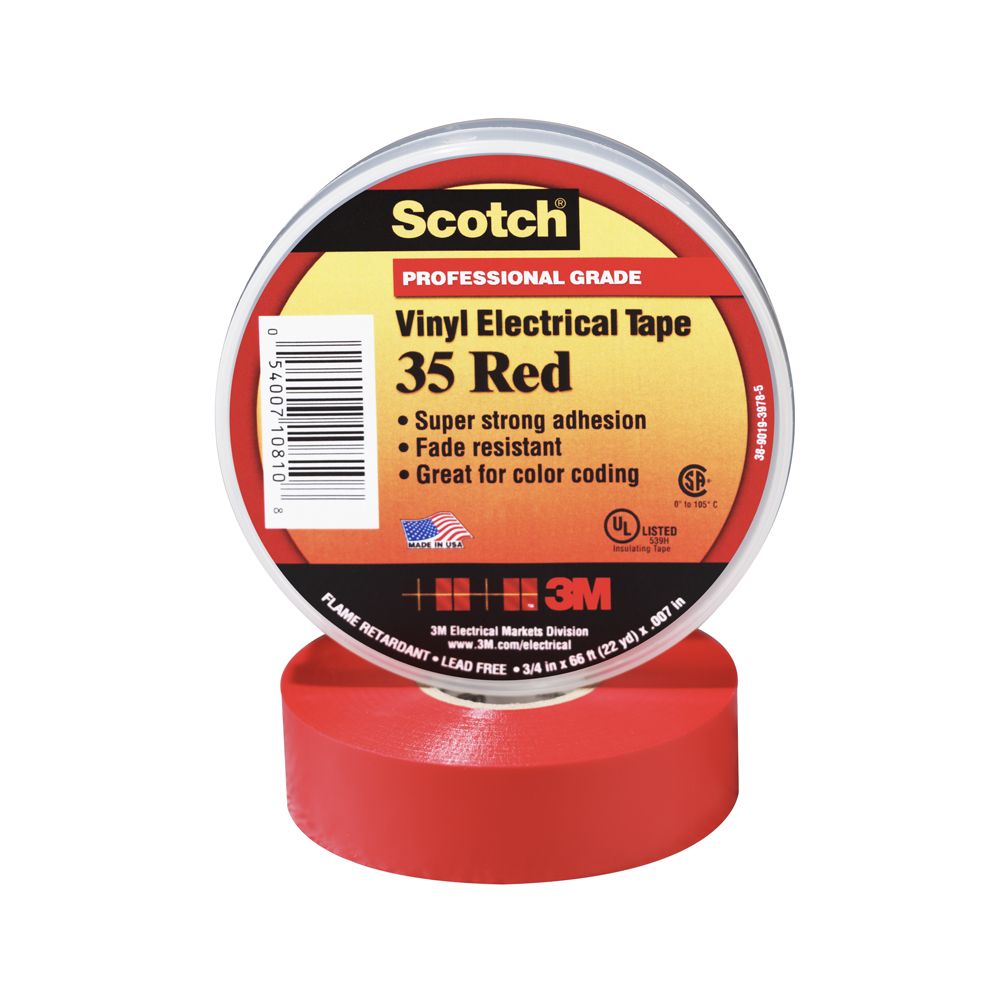 PROMELSA: Cinta aislante vinílica Scotch 35 3/4x20mts rojo